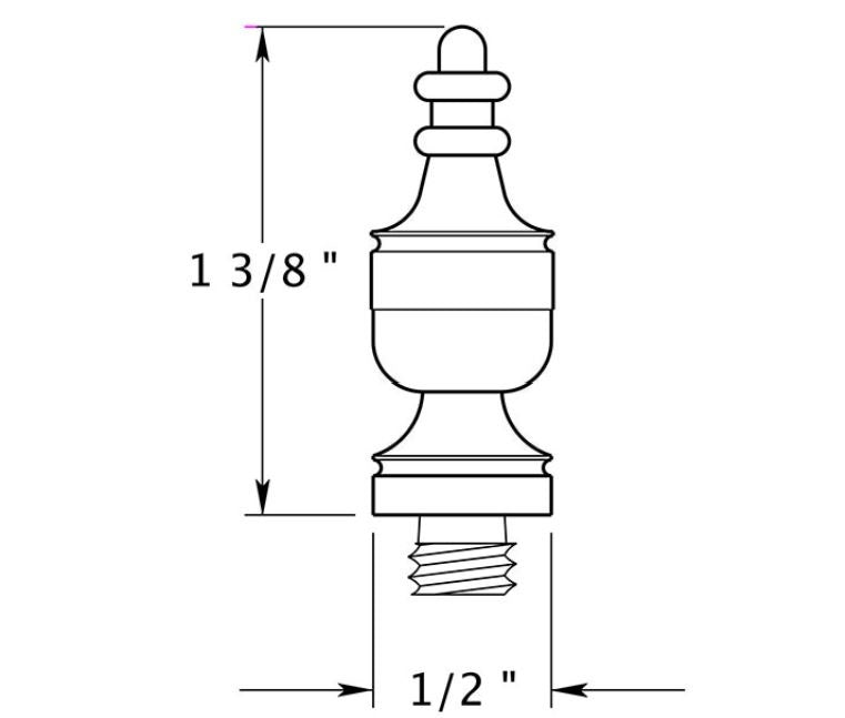 Deltana DSUT26D Urn Design Tip, Satin Chrome
