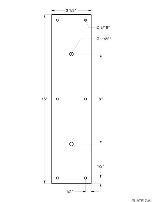 Deltana PPH3515CR003 Push Plate For Door Pull, Lifetime Brass, 15"