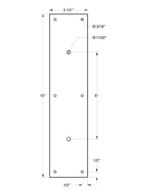 Deltana PPH3515U15 Push Plate For Door Pull, Satin Nickel, 15"