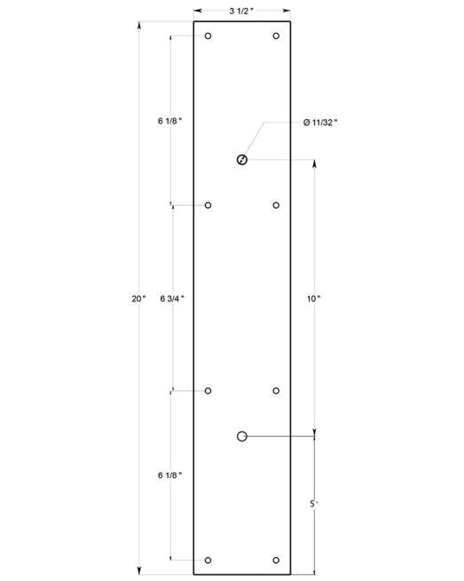 Deltana PPH3520U15 Push Plate For Door Pull, Satin Nickel, 20"