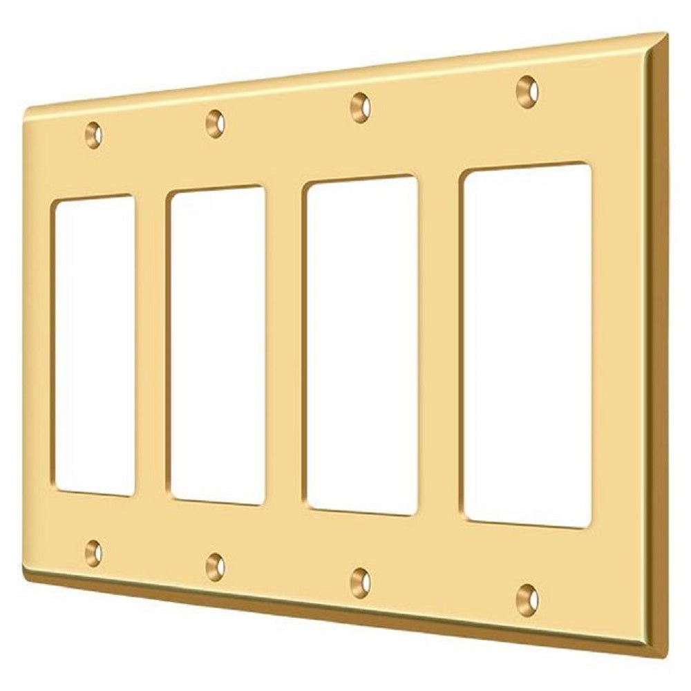 Deltana SWP4744CR003 Quadruple Rocker Switch Plate, Lifetime Brass
