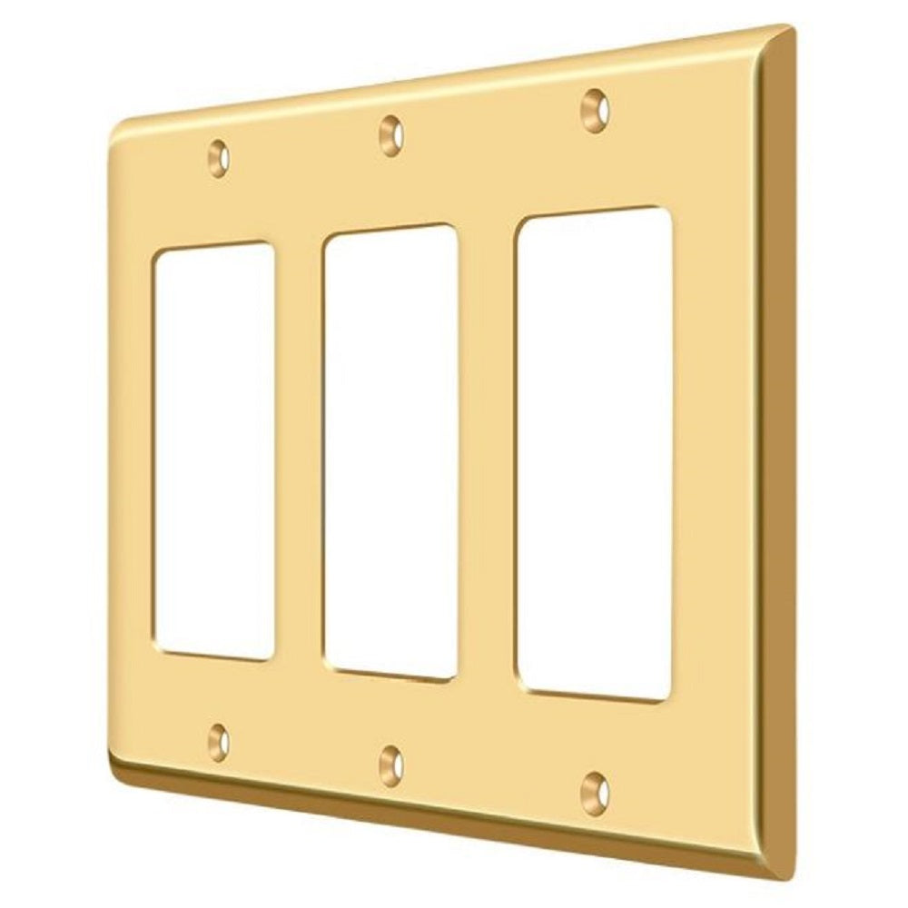 Deltana SWP4740CR003 Triple Rocker Switch Plate, Lifetime Brass