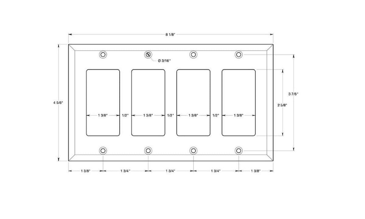 Deltana SWP4744U10B Quadruple Rocker Switch Plate, Oil Rubbed Bronze