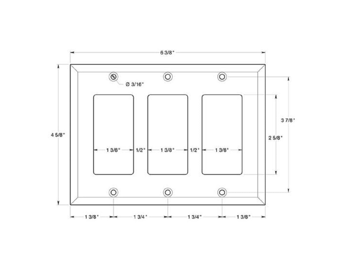 Deltana SWP4740U26D Triple Rocker Switch Plate, Satin Chrome