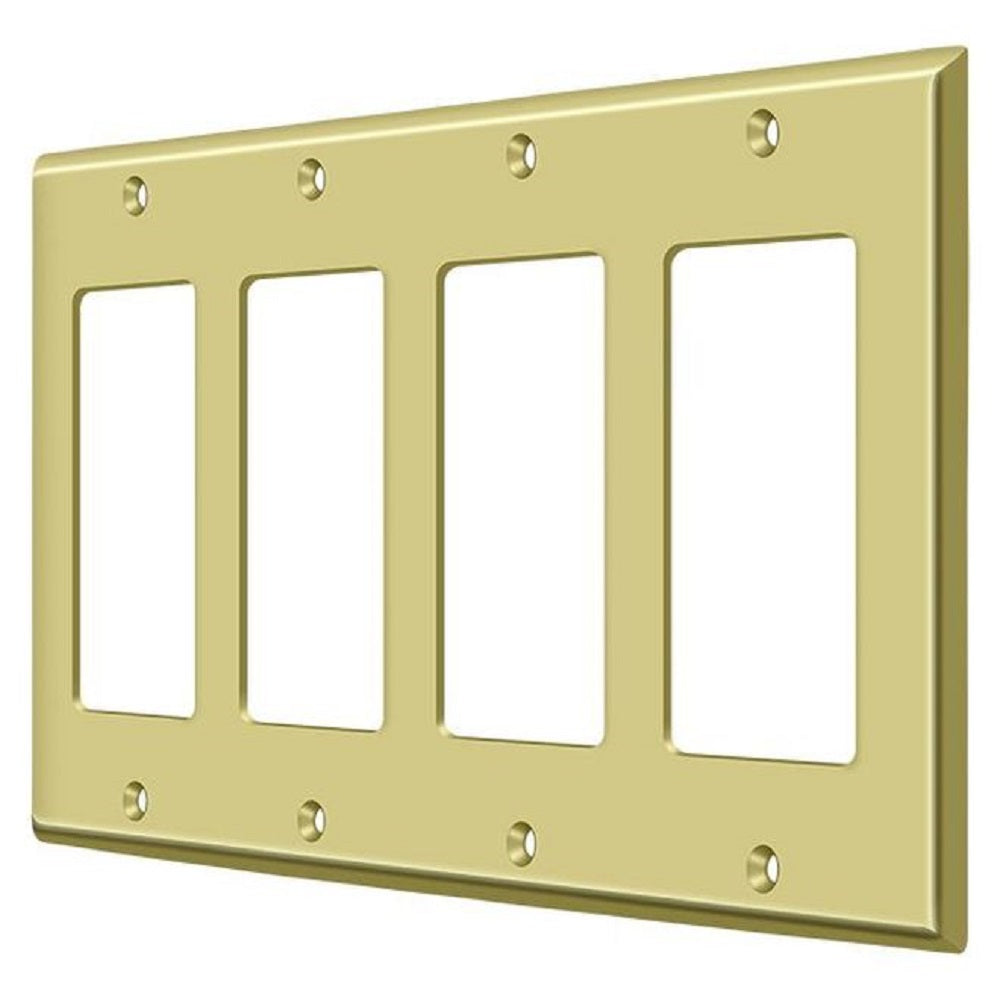 Deltana SWP4744U3 Quadruple Rocker Switch Plate, Bright Brass