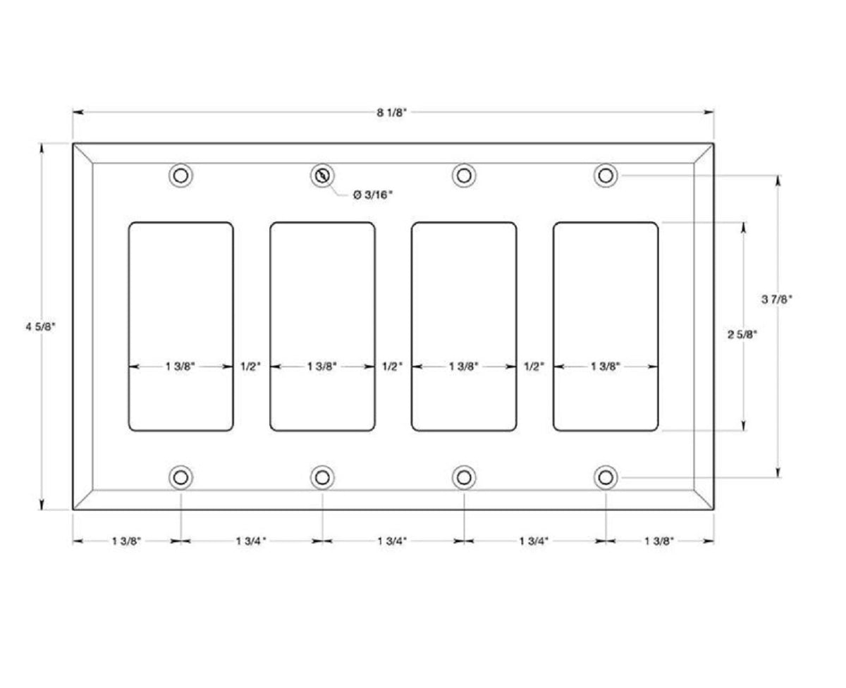 Deltana SWP4744U15 Quadruple Rocker Switch Plate, Satin Nickel
