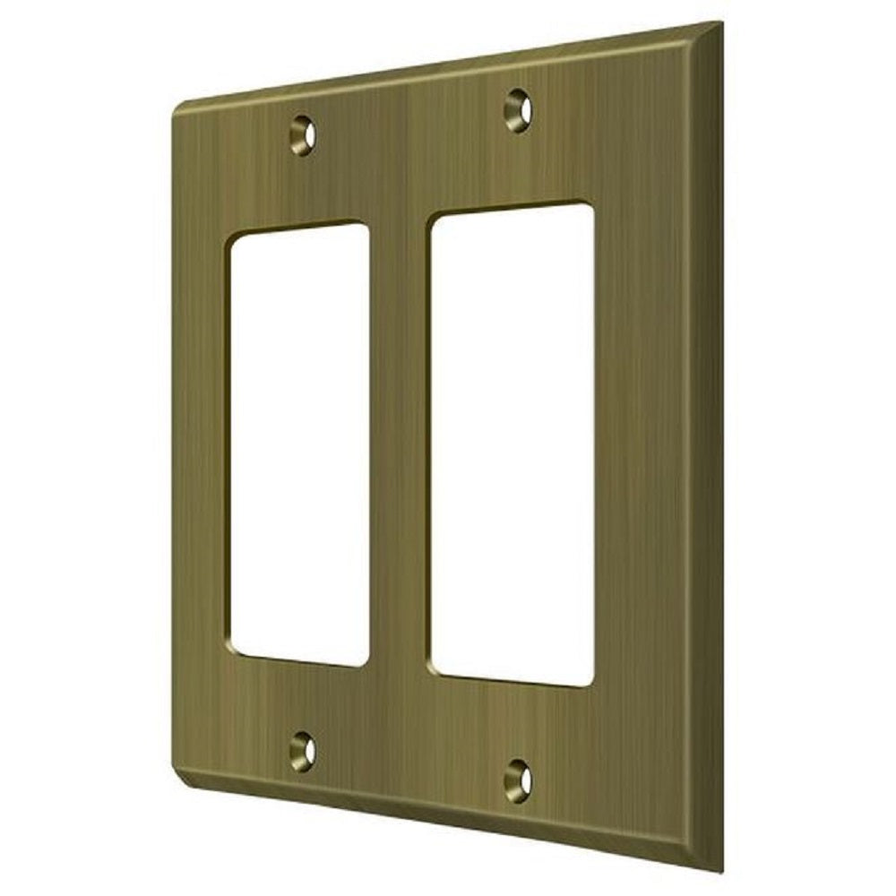 Deltana SWP4741U5 Switch Double Rocker Switch Plate, Antique Brass