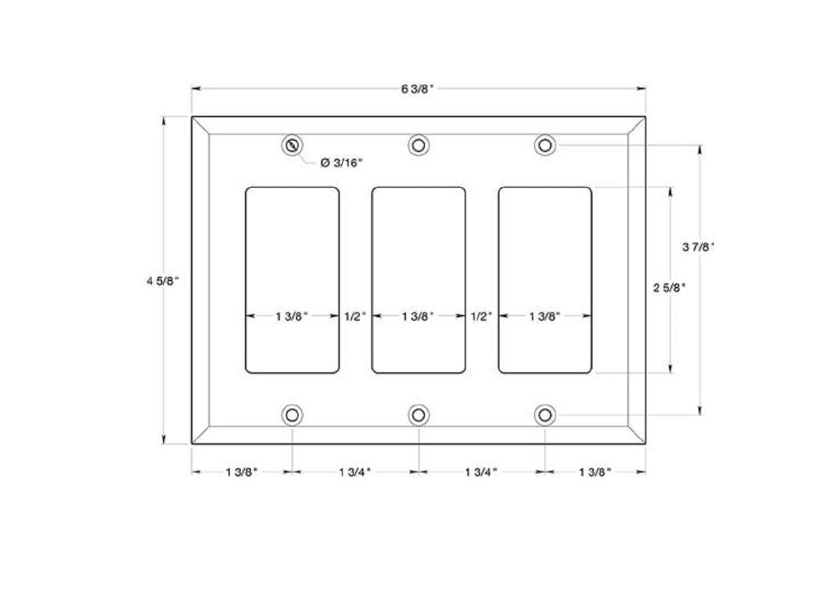 Deltana SWP4740U3 Triple Rocker Switch Plate, Bright Brass