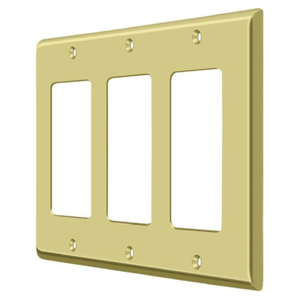 Deltana SWP4740U3 Triple Rocker Switch Plate, Bright Brass