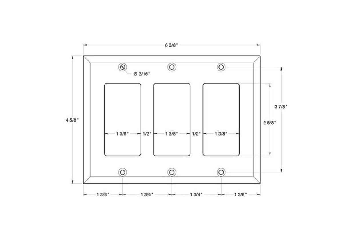 Deltana SWP4740U26 Triple Rocker Switch Plate, Bright Chrome