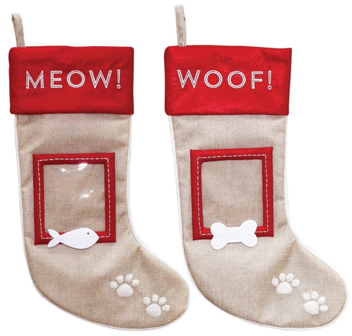 Dyno 1209157AC Pet Photo Frame Christmas Stocking, Burlap