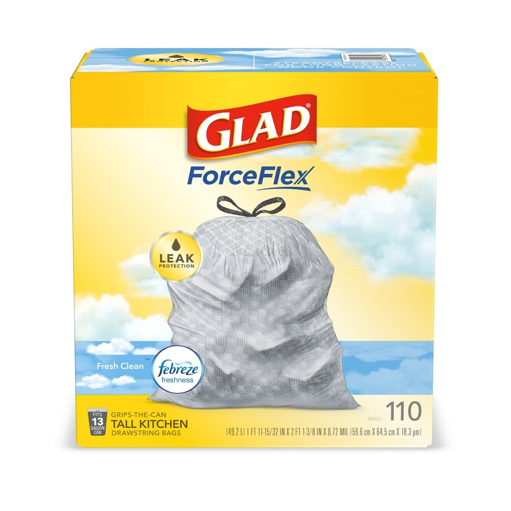 Glad 78554 Force Flex Tall Kitchen Bags, 13 Gallon Capacity