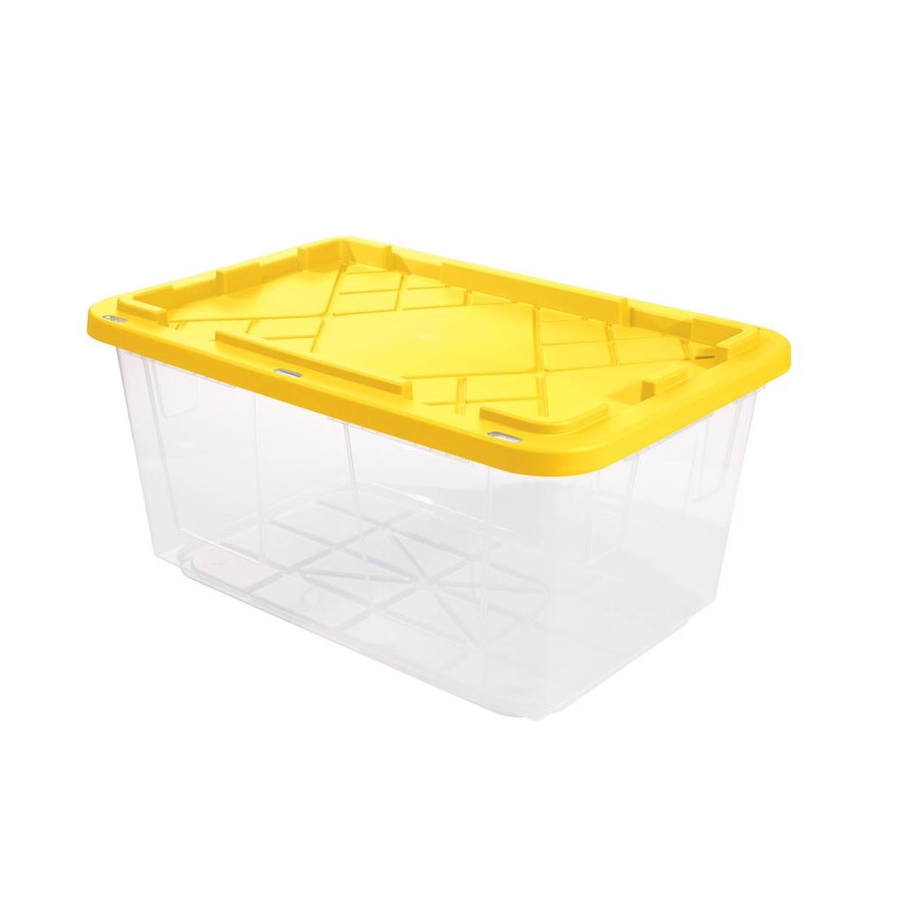 Greenmade 691331 Snap Lock Storage Box, Clear/Yellow, 27 Gallon