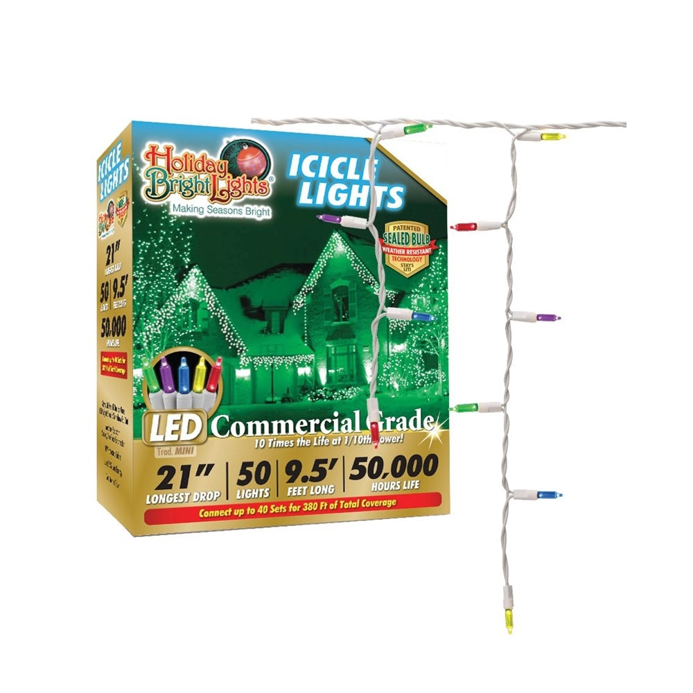 Holiday Bright Lights LEDBX-T570IC-MU Icicle Christmas Light Set, 50 Lights