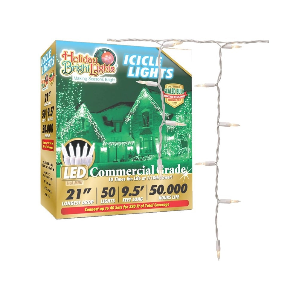Holiday Bright Lights LEDBX-T570IC-WW Christmas Icicle Light Set, 50 Lights