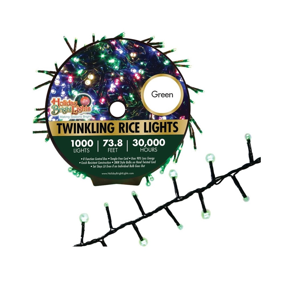 Holiday Bright Lights LED-3MR1000-GGR Twinkling Christmas Lights, 1000 Lights