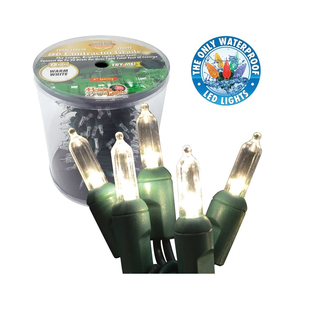 Holiday Bright Lights LED-T5R150-WW LED Reel Christmas Light Set, 150 Lights