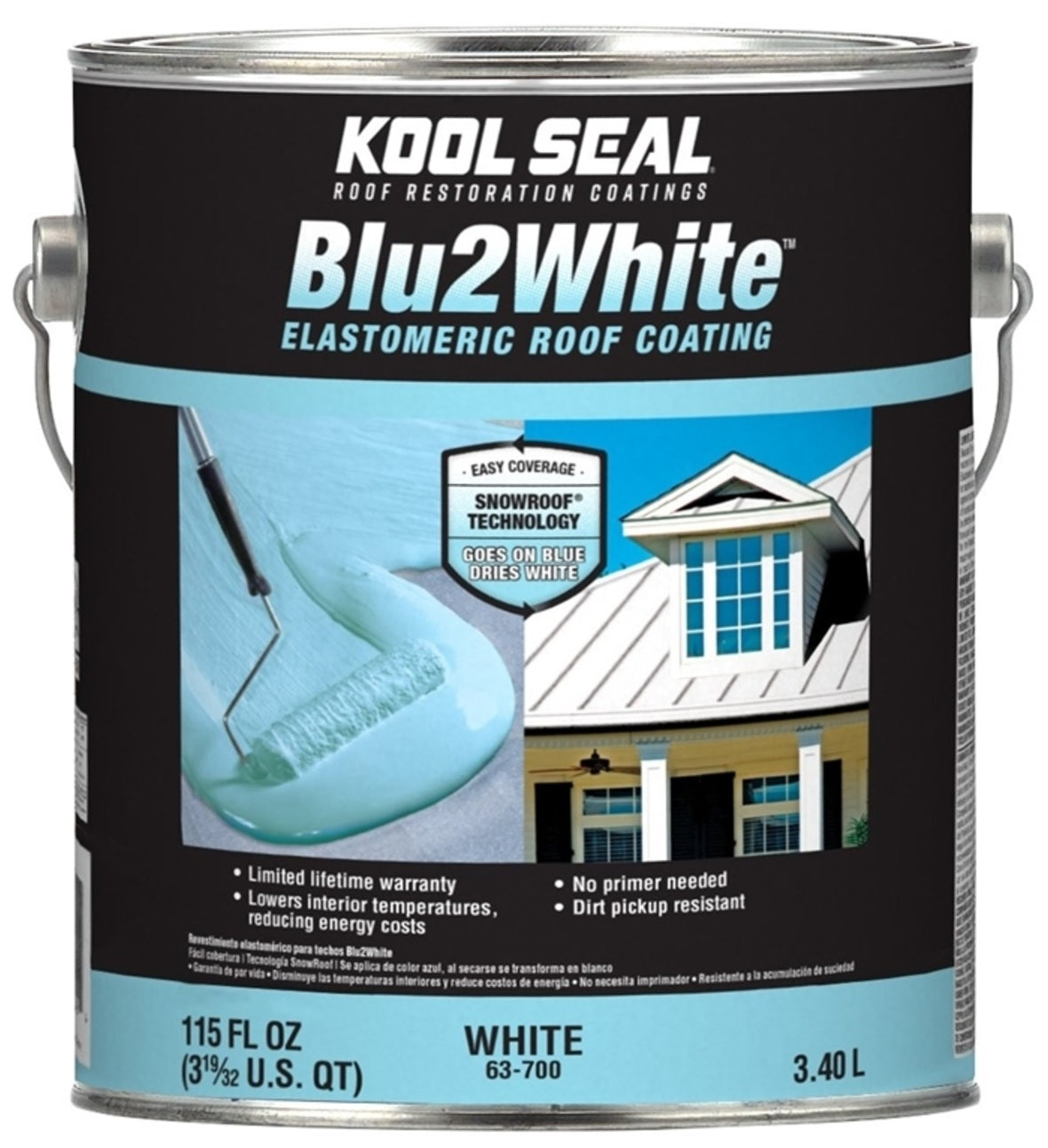 Kool Seal KS0063700-16 Blu2White Premium Elastomeric Roof Coating, 1 Gallon