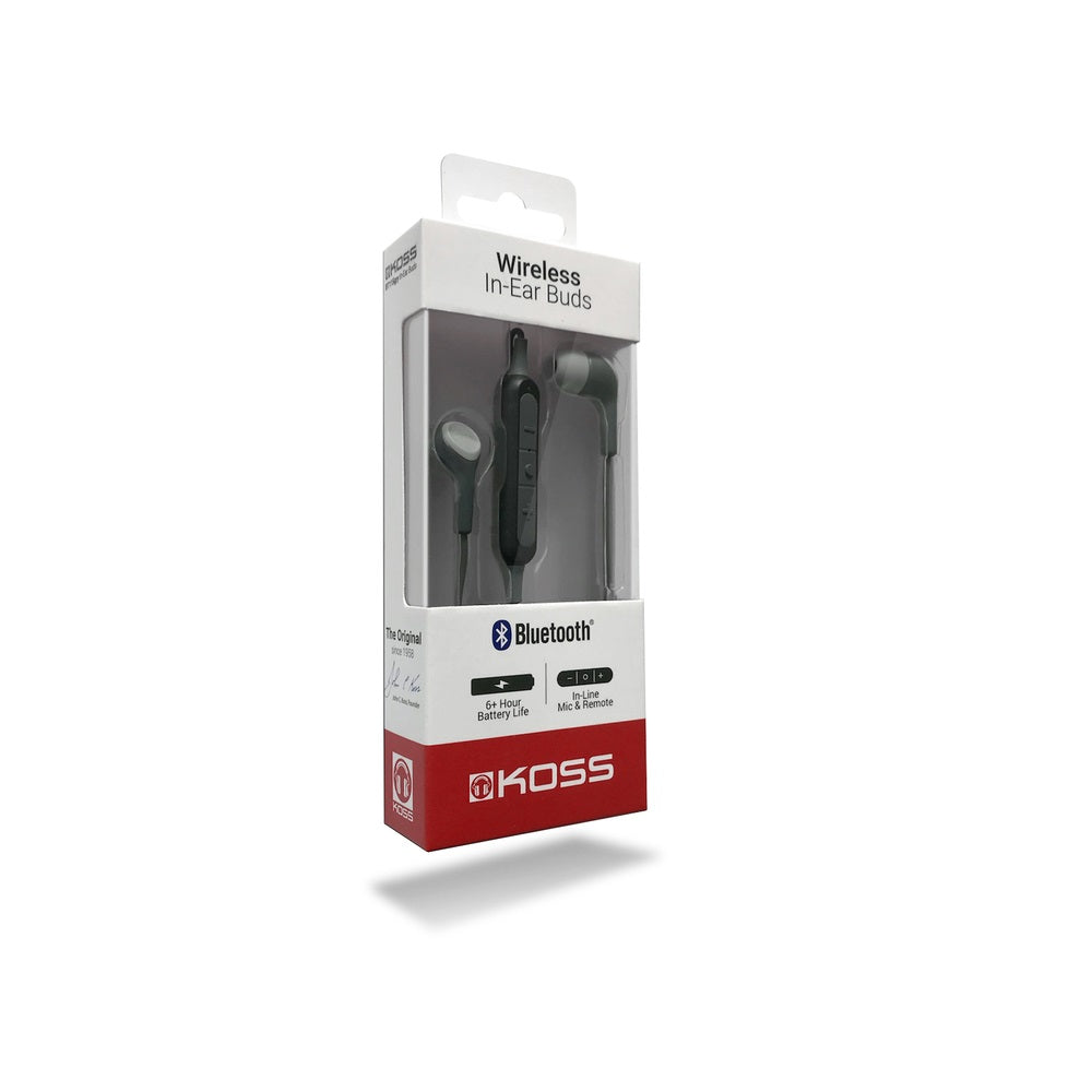 Koss 194366 Wireless Bluetooth Earbud With Microphone, Gray