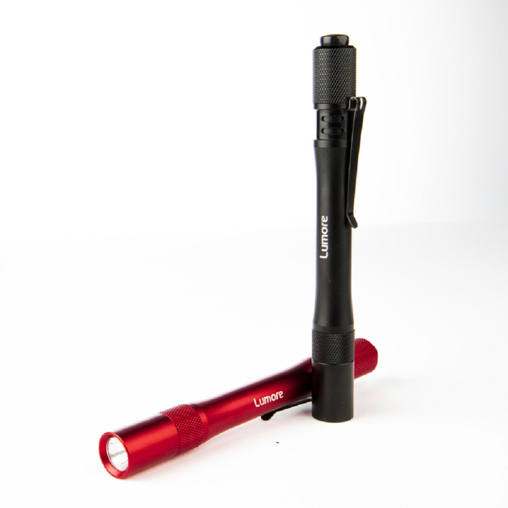 Lumore 6886 LED Pen Light, Aluminum, Black/Red