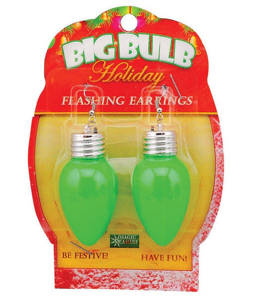Magic Seasons 702442 Big Bulb Flashing Earrings, Green Or Red