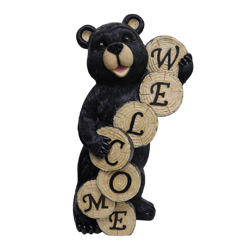 Meadowcreek ZAC84G20407 Welcome Bear Statuary, Resin/Stone, Brown