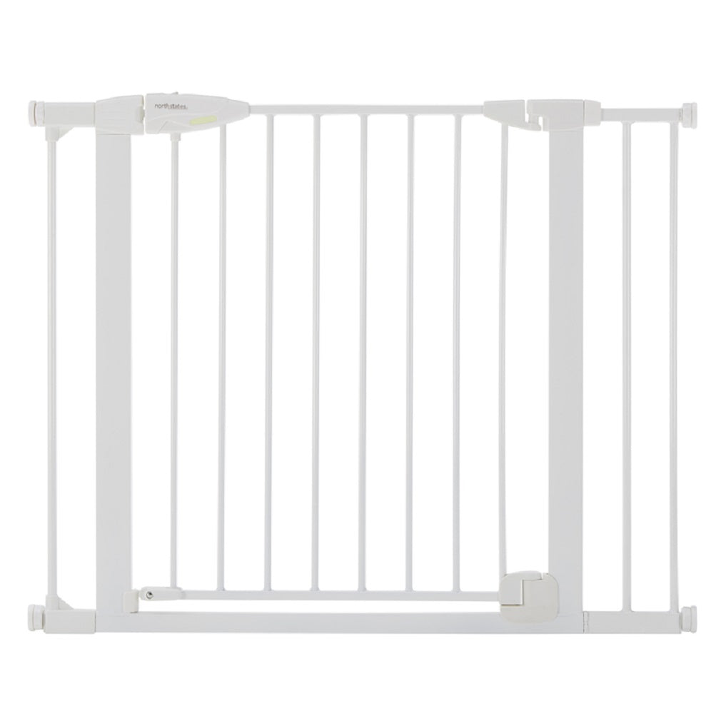 North States 5335 Toddleroo Auto-Close Gate, Metal, White, 30 Inch