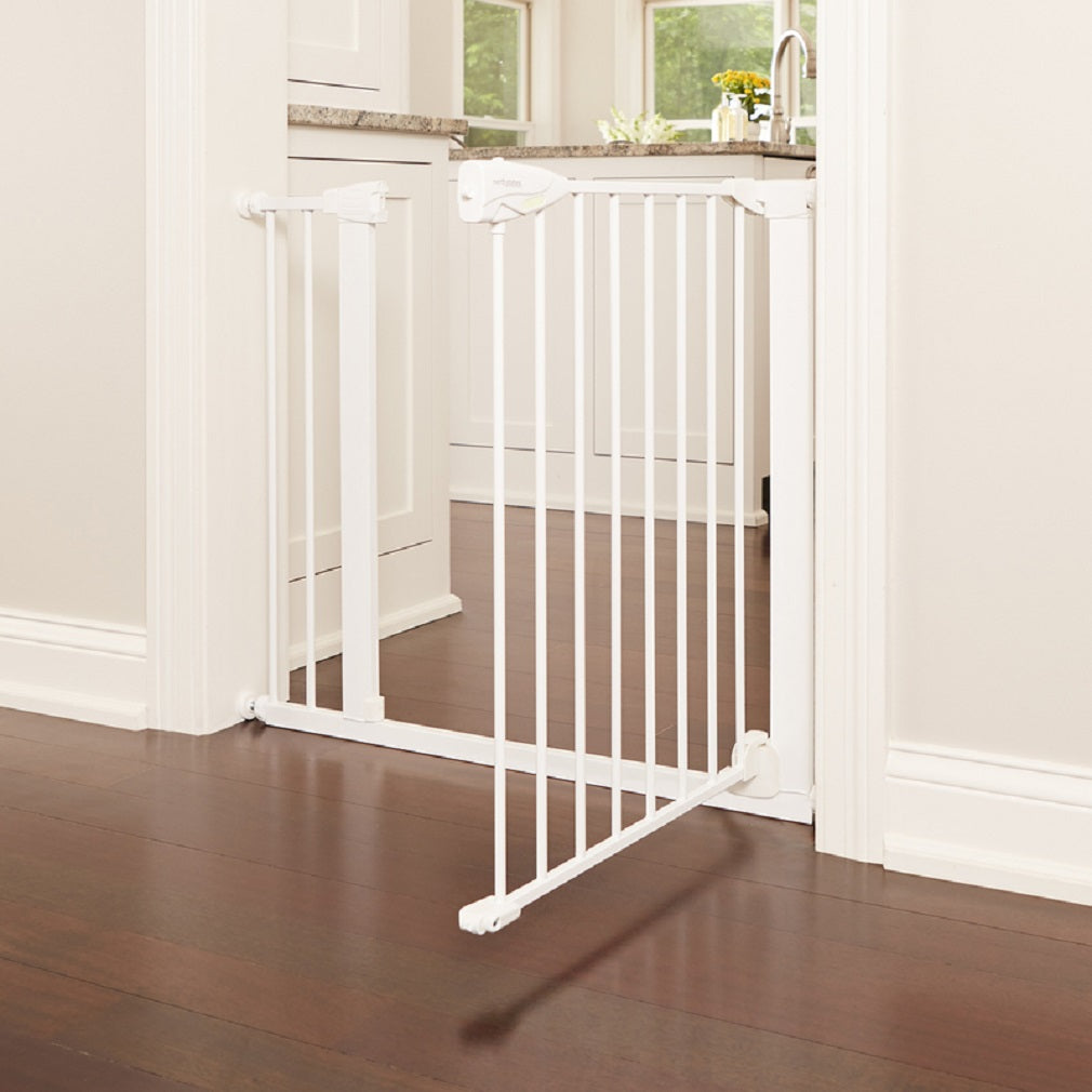 North States 5335 Toddleroo Auto-Close Gate, Metal, White, 30 Inch