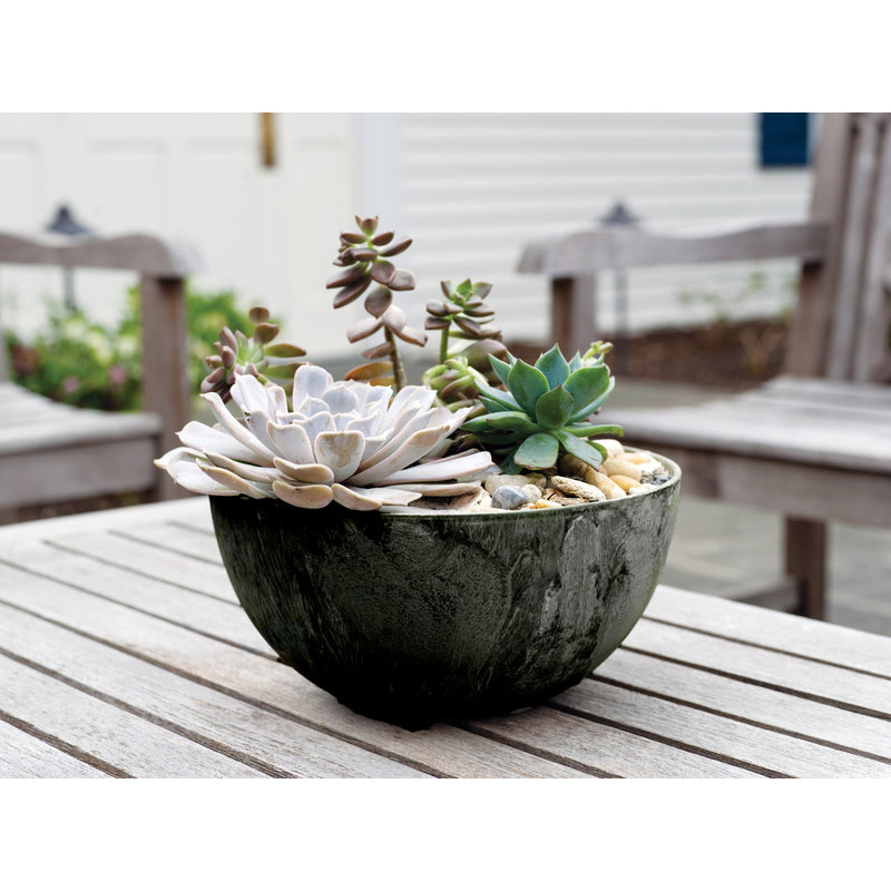 Artstone Napa Bowl Planter, Resin/Stone Powder, Black, low price, best