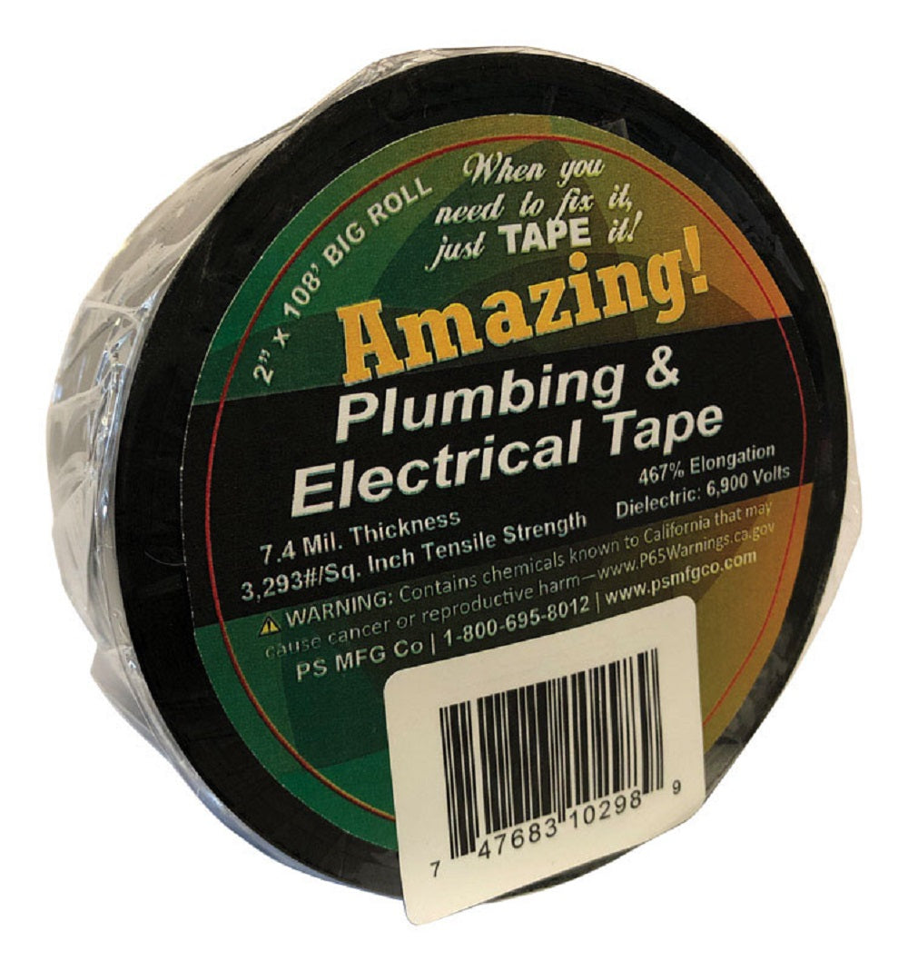 P.S. Manufacturing ATP24 Amazing Electrical Tape, Black, 2 inch x 108 feet