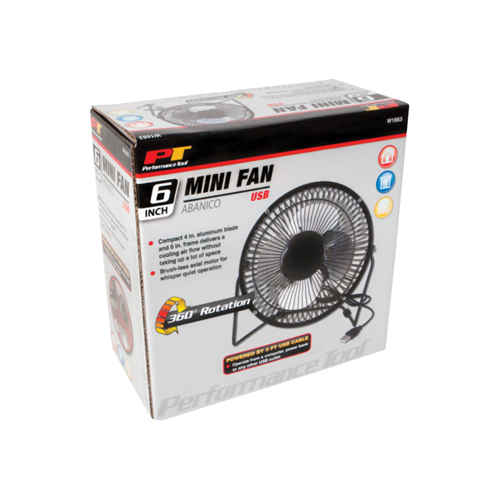 Performance Tool W1663 USB Outlet Mini Fan, Black
