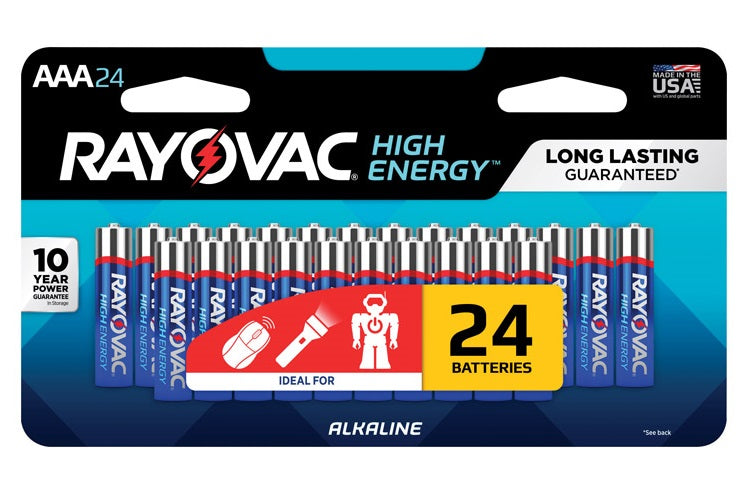 Rayovac 824-24LTK AAA Alkaline Batteries, 1.5 volts, 24 Batteries