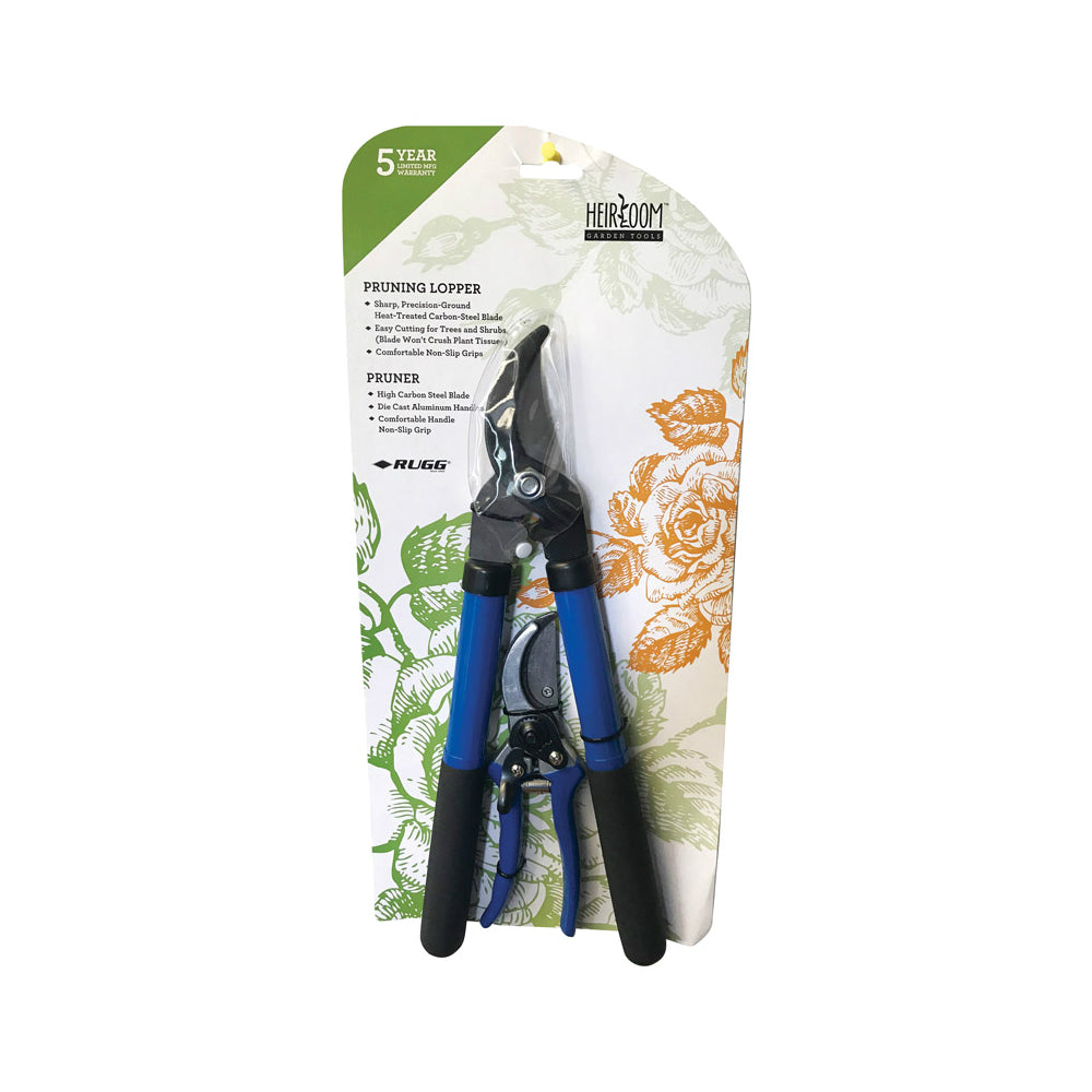 Rugg PL21C-B Heirloom Bypass Lopper/Pruner Set, Carbon Steel