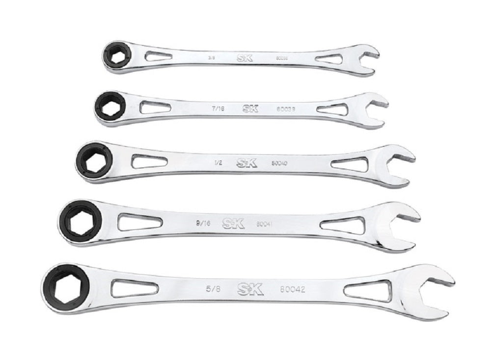 SK Professional Tools 20449 X-Frame Ratcheting Combination Wrench Set, Silver