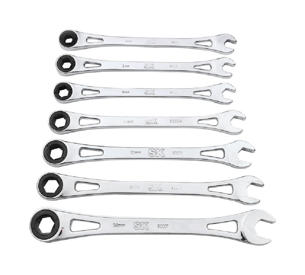 SK Professional Tools 20419 X-Frame Ratcheting Combination Wrench Set, Silver