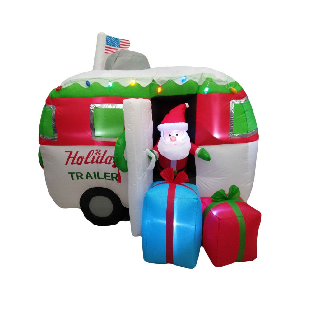 Santas Forest 90513 Christmas Inflatable Santa Holiday Trailer, 7 Feet