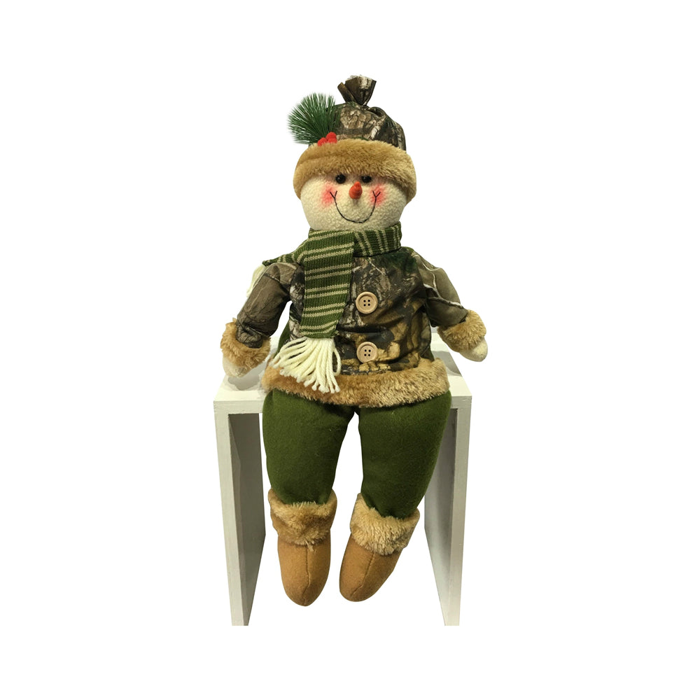 Santas Forest 49333 Christmas Camo Snowman Sitting Figurine, 18"