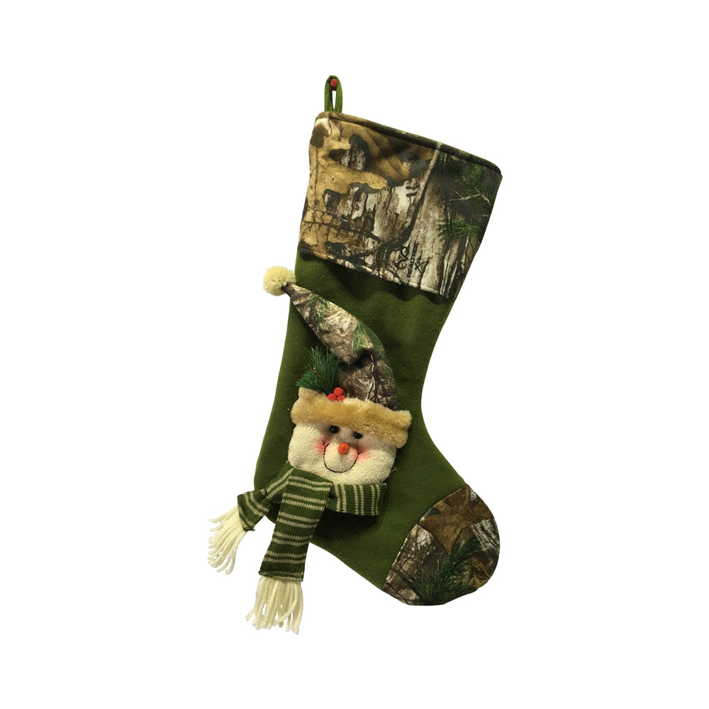 Santas Forest 49335 Christmas Snowman Stocking, Camo, 21"