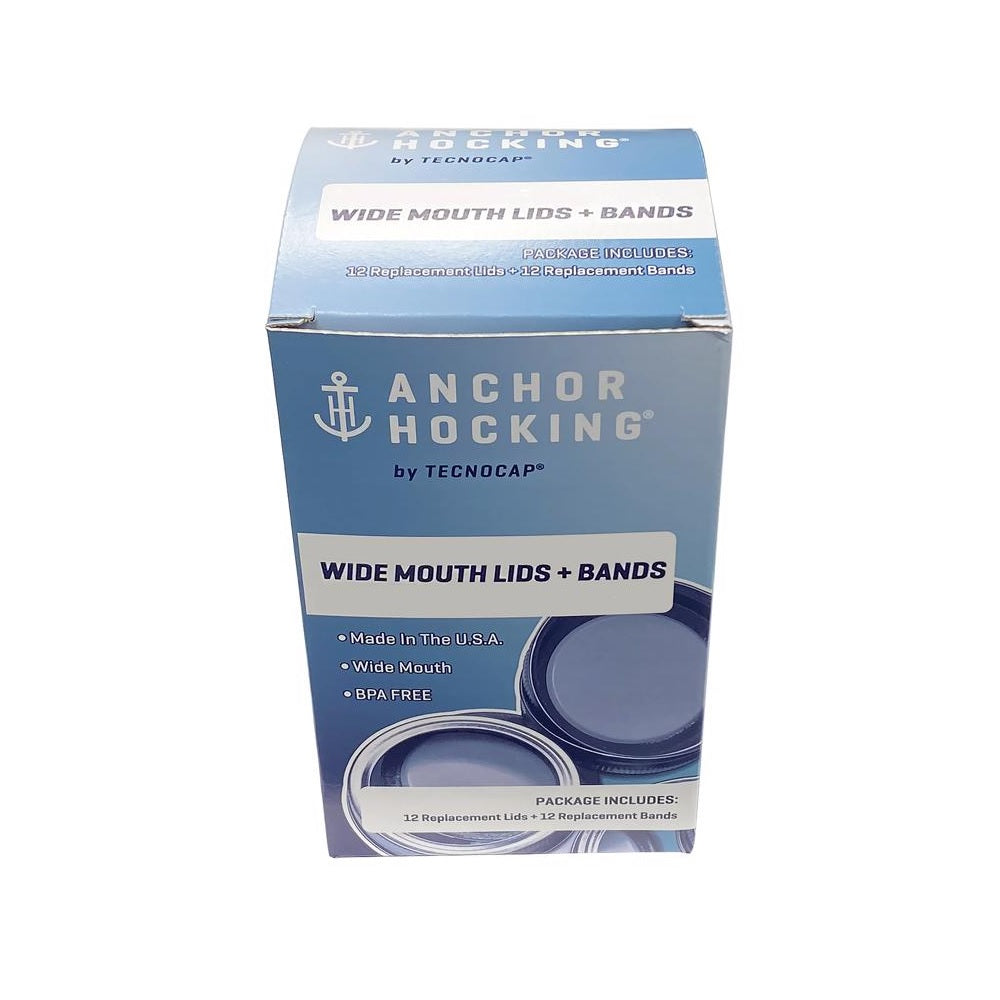 Tecnocap HRC12WB-G Anchor Hocking Wide Mouth Canning Lids and Bands, Gold