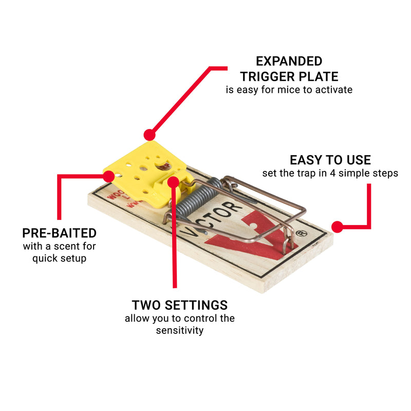 Victor M032 Easy Set Mouse Trap, Pack of 4