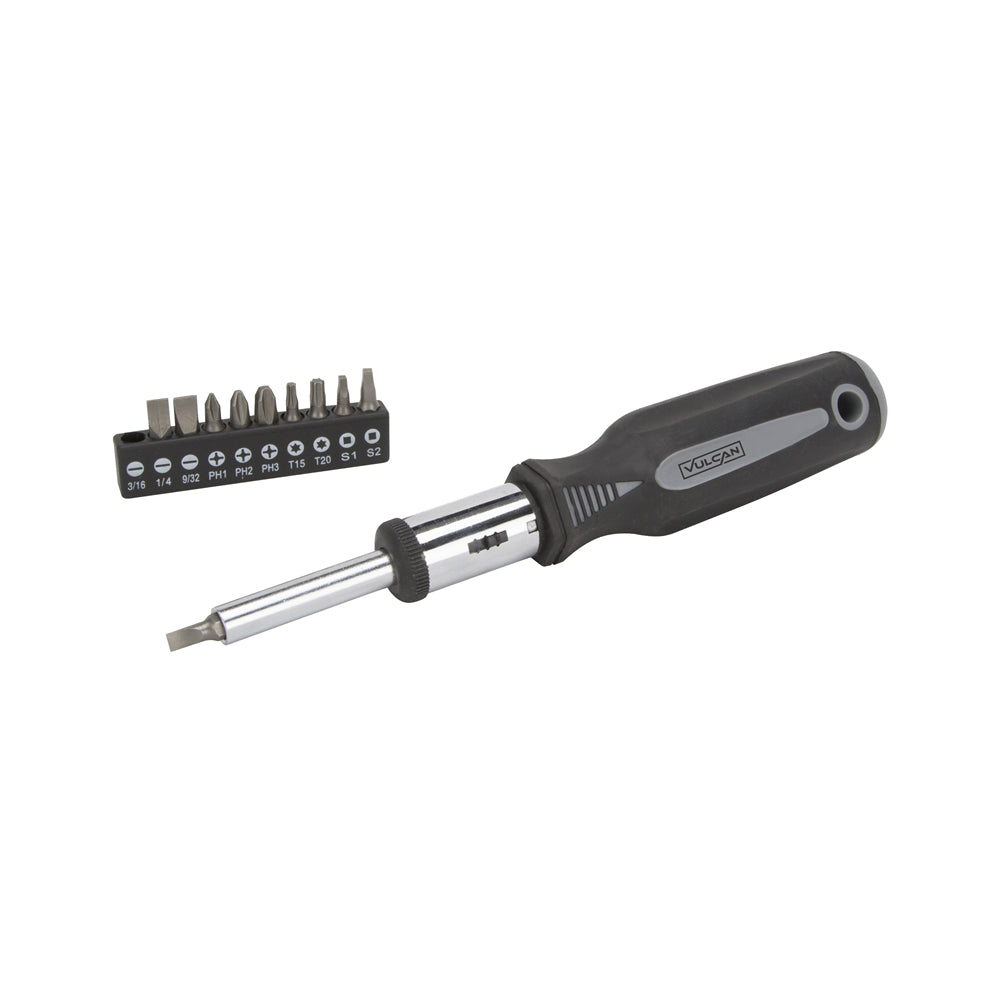 Vulcan SDZ-0320 Ratchet Screwdriver And Bit Set, 11 Piece