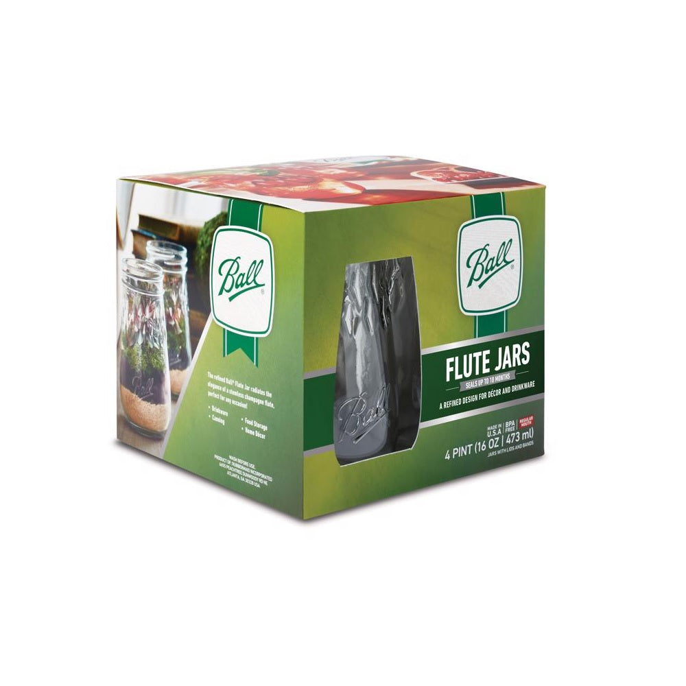 Ball 1440061199 Regular Mouth Tapered Mason Jar, 16 Ounce