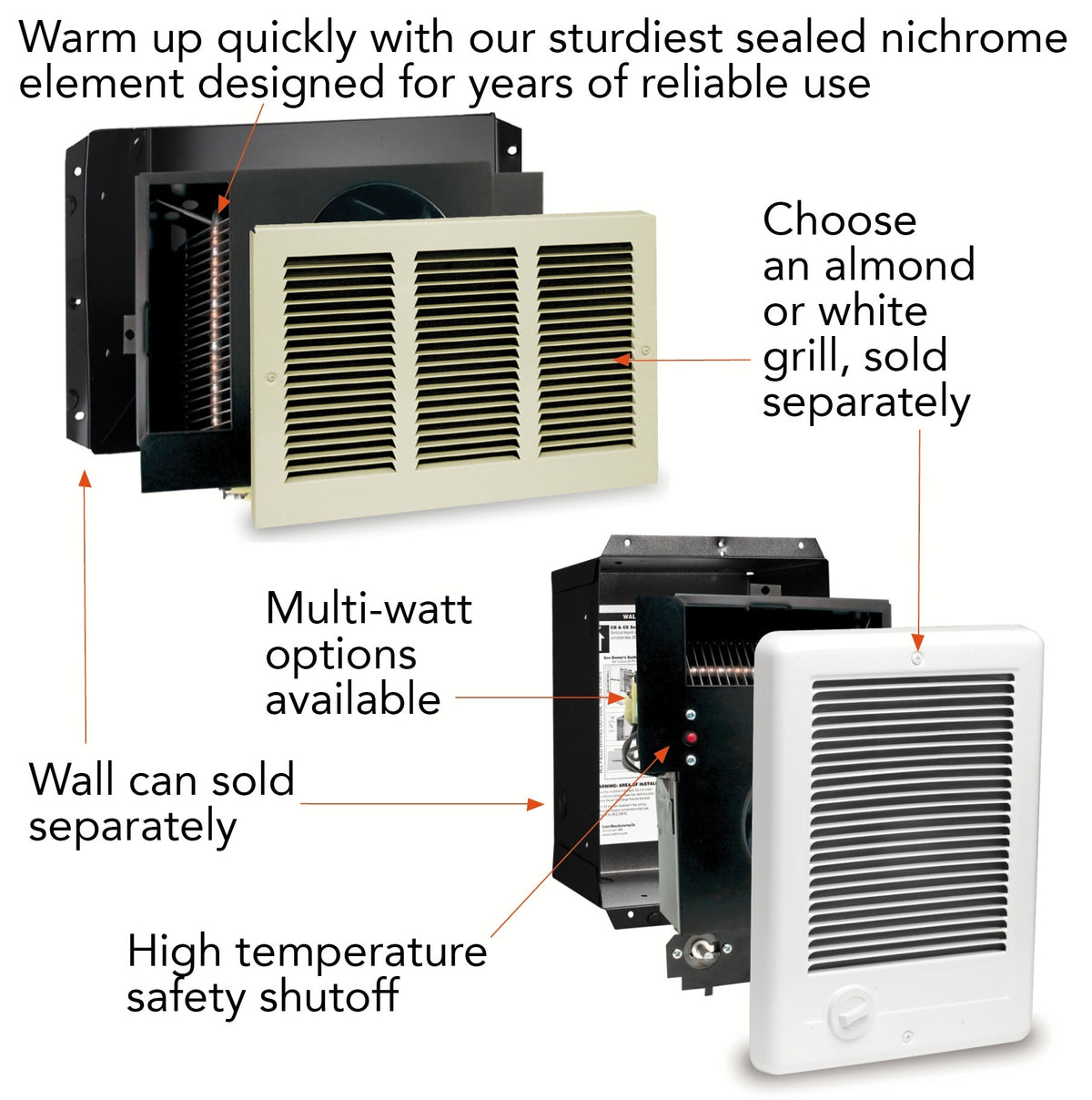 Cadet CM208T (65009) Heater Assembly Only With Thermostat