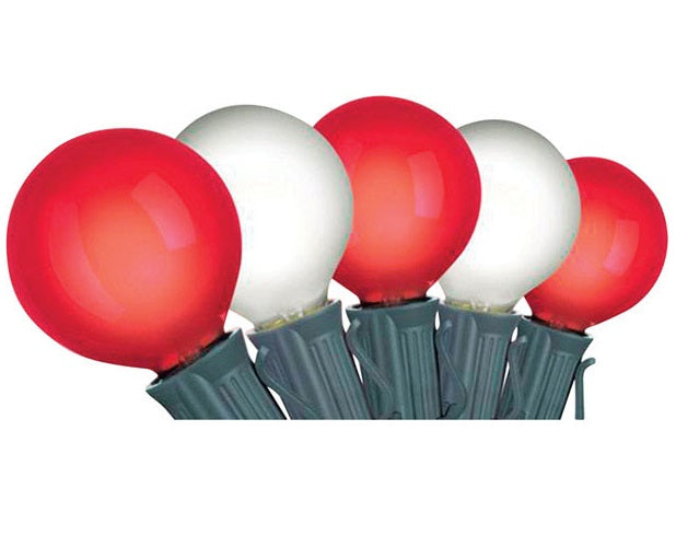 Celebrations 20230-71 G40 Globe Christmas Lights, 6', Red/White
