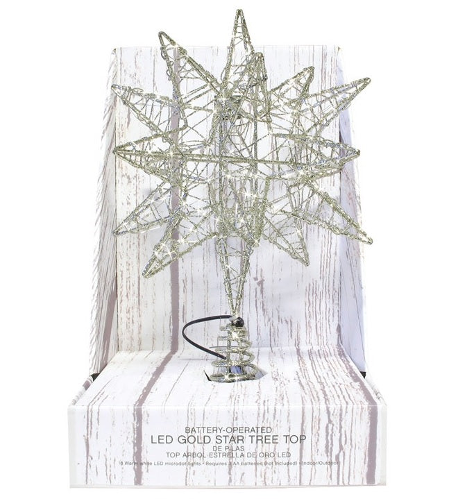 Celebrations 49236-71 Microdot LED Star Christmas Tree Topper, Gold
