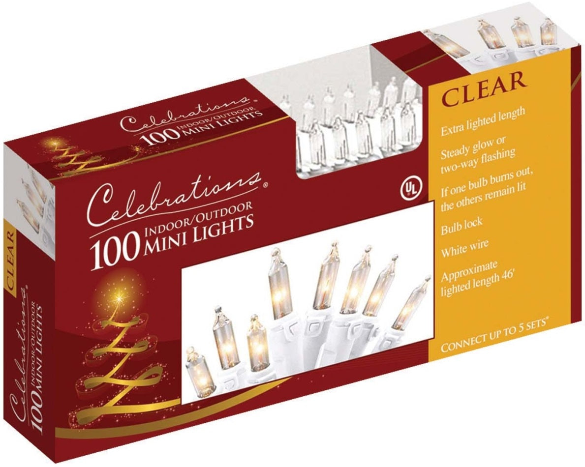 Celebrations 5709-71 Mini Light Set, 46', 100 Clear Lights