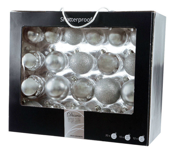 Celebrations 956008 Plastic Shatterproof Christmas Ball Ornament, Silver