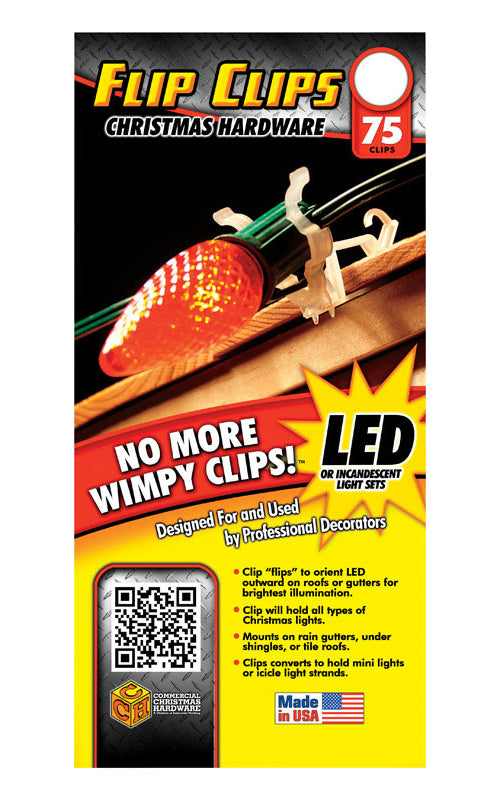 Commercial Christmas Hardware 1300050902 Lighting Flip Clip, Plastic