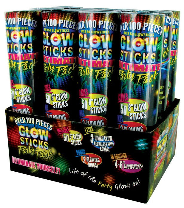 DM Merchandising ULT-GLO Glow Sticks, Assorted Color, 100-Piece