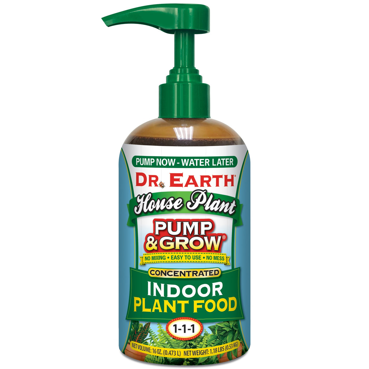 Dr. Earth 1072 Pump & Grow Liquid Concentrate Organic Plant Food, 8 Oz
